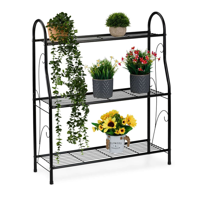 Metal Plant Stand with 3 Tiers for Indoor/Outdoor Use
