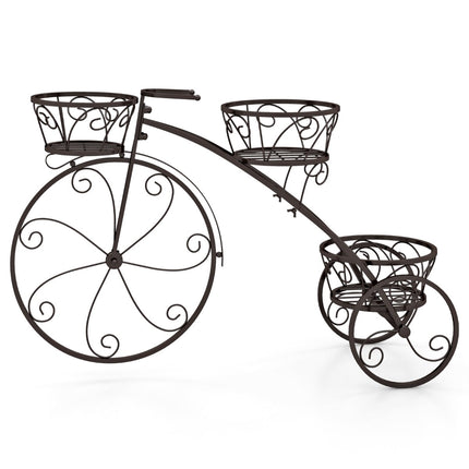 Metal Plant Stand with Bicycle Design, 3-Tier Basket Holder