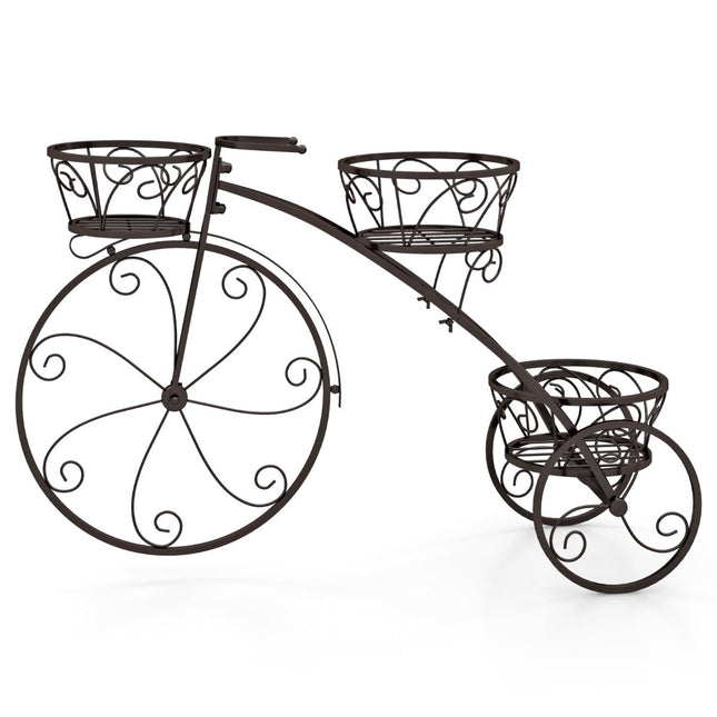 Metal Plant Stand with Bicycle Design, 3-Tier Basket Holder