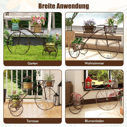 Metal Plant Stand with Bicycle Design, 3-Tier Basket Holder