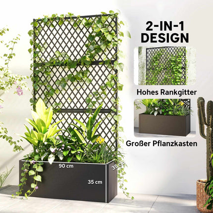 Metal Planter Box with Trellis, 110L Capacity, Weatherproof