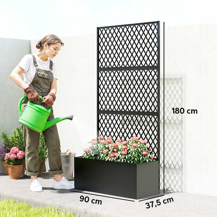 Metal Planter Box with Trellis, 110L Capacity, Weatherproof