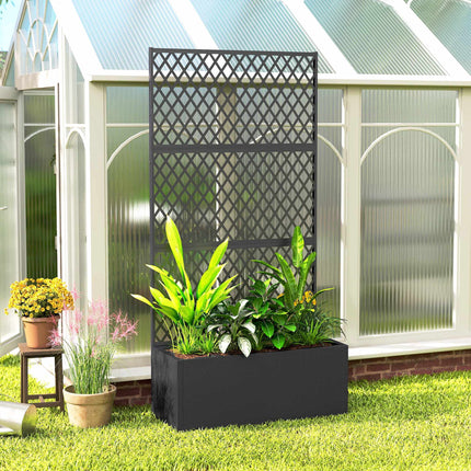 Metal Planter Box with Trellis, 110L Capacity, Weatherproof