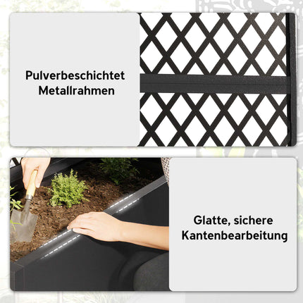 Metal Planter Box with Trellis, 110L Capacity, Weatherproof