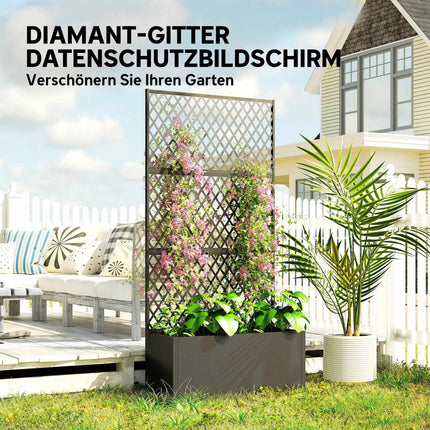 Metal Planter Box with Trellis, 110L Capacity, Weatherproof