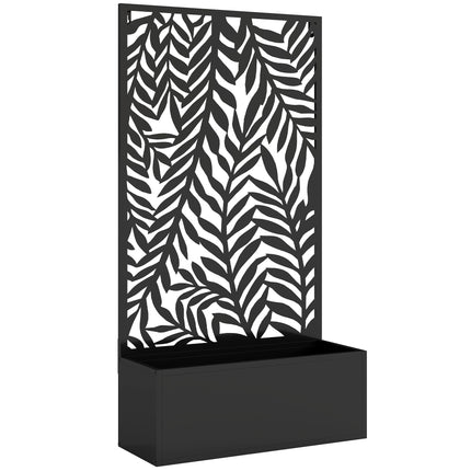 Metal Planter Box with Trellis, 20L Capacity, Black