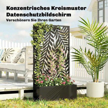 Metal Planter Box with Trellis, 20L Capacity, Black