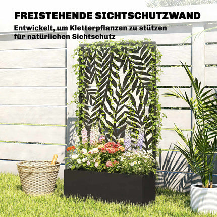 Metal Planter Box with Trellis, 20L Capacity, Black