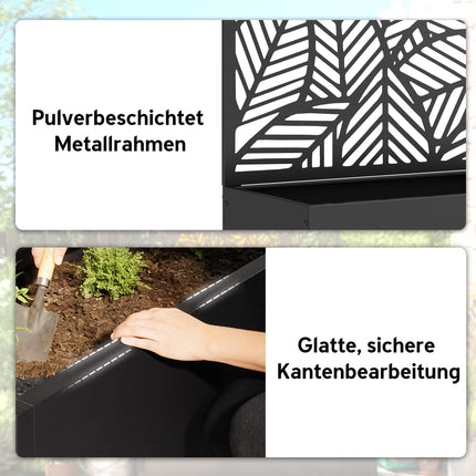Metal Planter Box with Trellis, 38L Capacity, Black