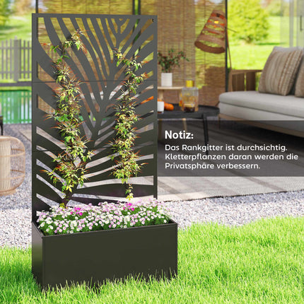 Metal Planter Box with Trellis, 90 x 40 x 180 cm, Black