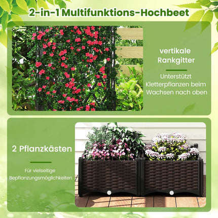 Metal Planter Box with Trellis, Self-Watering, 80x40x126 cm