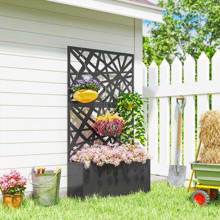 Metal Planter Box with Trellis, Wheels, 90x30x160 cm