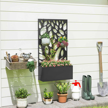 Metal Planter with Trellis, Wall-Mount or Freestanding