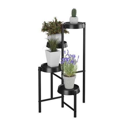 Metal & Plastic Plant Stand with Round Shelves