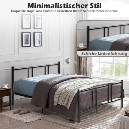 Metal Platform Bed Frame, 200x140 cm, Black, Storage Space