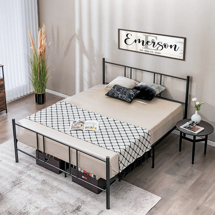 Metal Platform Bed Frame 200 x 160 cm, Headboard, Black