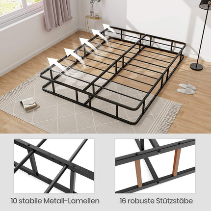Metal Platform Bed Frame, Black, 200 x 140 x 26 cm