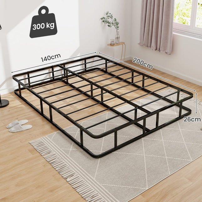 Metal Platform Bed Frame, Black, 200 x 140 x 26 cm