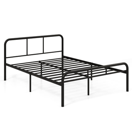 Metal Platform Bed Frame with Headboard & Footboard, 140x190 cm