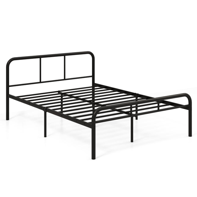 Metal Platform Bed Frame with Headboard & Footboard, 140x190 cm