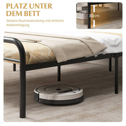 Metal Platform Bed Frame with Headboard & Footboard, 140x190 cm