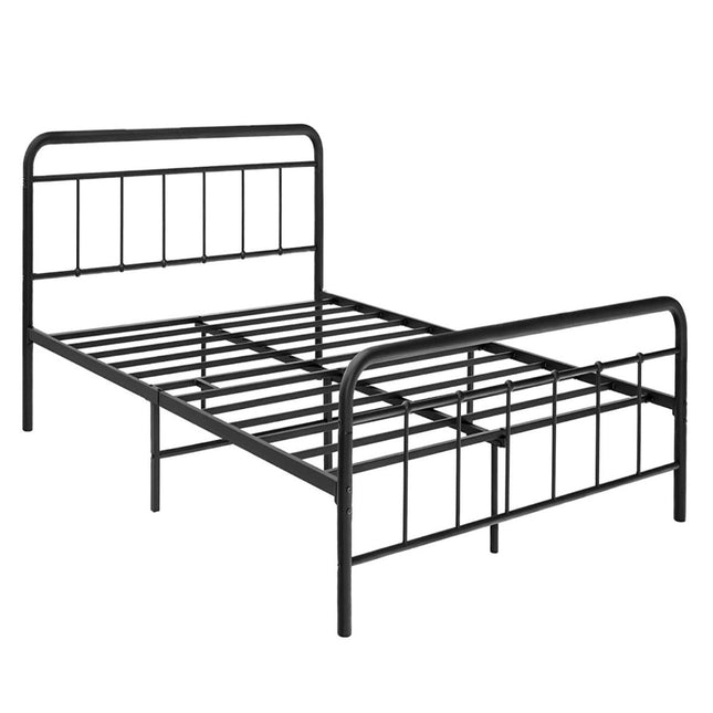 Metal Platform Bed Modern Bed Frame with Headboard and Footboard 208 x 164 x 102 cm Black