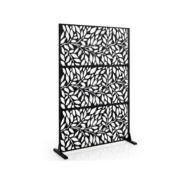 Metal Privacy Screen 183 cm with Louvered Fence Panel, Rustproof, Black