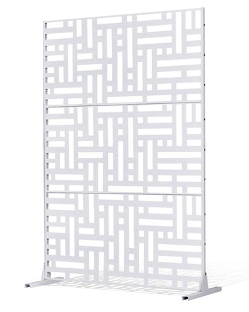 Metal Privacy Screen, 3-Panel Freestanding, 47x76 White