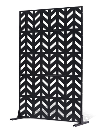 Metal Privacy Screen 47 x 72 In, 5-Panel, Black
