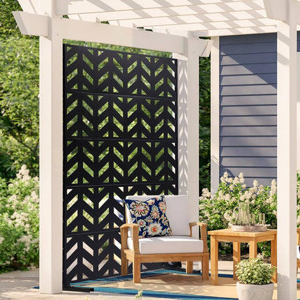Metal Privacy Screen 47 x 72 In, 5-Panel, Black