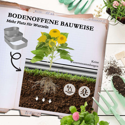 Metal garden bed, planting in 3 levels, safety edges
