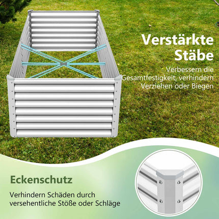 Metal Raised Garden Bed, 180x95x60 cm, Open Base
