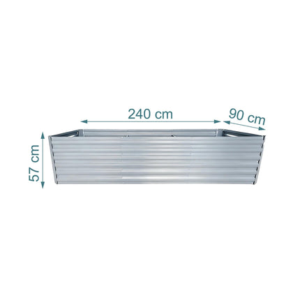 Metal Raised Garden Bed, 57x240x90cm, Galvanised Steel