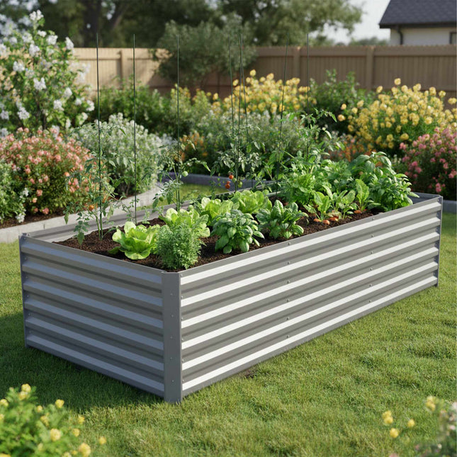 Metal Raised Garden Bed, 57x240x90cm, Galvanised Steel