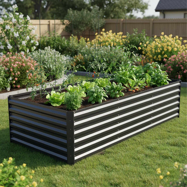 Metal Raised Garden Bed, 57x240x90cm, Galvanized Steel
