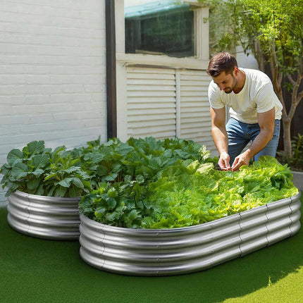 Metal Raised Garden Bed, 6x3x1 ft, Galvanized Open-Bottom