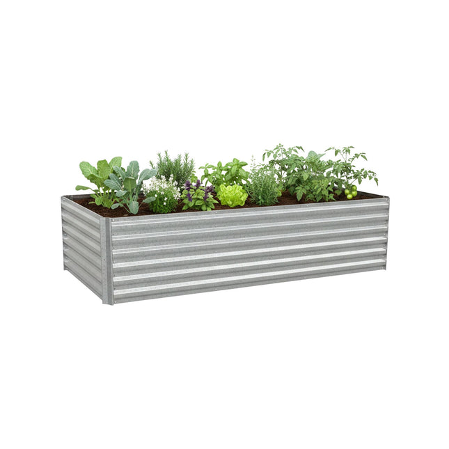 Metal Raised Garden Bed, Galvanized Steel, 57x240x90cm