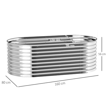 Metal Raised Garden Bed, Open Bottom, 160x80x56 cm, Gray