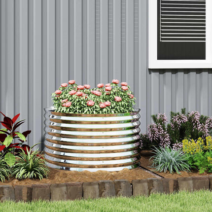 Metal Raised Garden Bed, Open Bottom, 160x80x56 cm, Gray