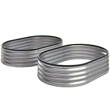 Metal Raised Garden Bed Set, 135x90x30 cm, Oval, 2-Pack