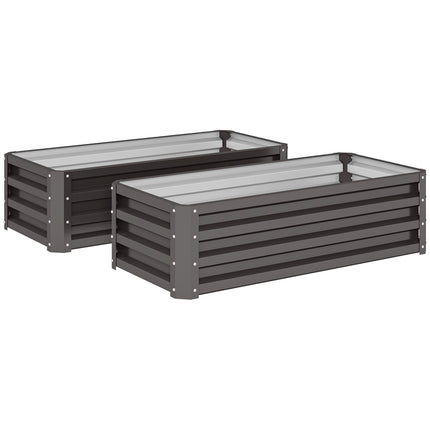 Metal Raised Garden Bed Set of 2, Open Base, 110x50x30cm