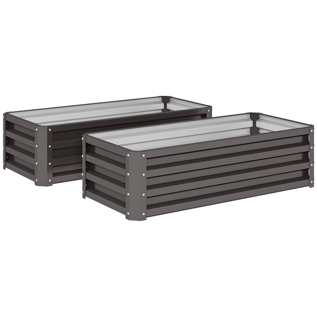 Metal Raised Garden Bed Set of 2, Open Base, 110x50x30cm
