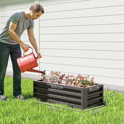 Metal Raised Garden Bed Set of 2, Open Base, 110x50x30cm