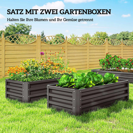 Metal Raised Garden Bed Set of 2, Open Base, 110x50x30cm