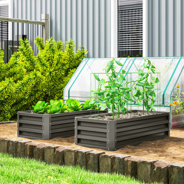 Metal Raised Garden Bed Set of 2, Open Base, 110x50x30cm