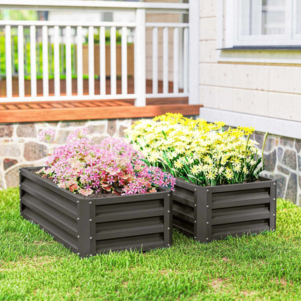 Metal Raised Garden Bed Set of 2, Open Base, 110x50x30cm