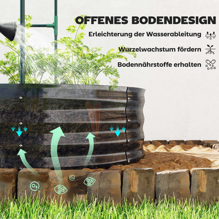 Metal Raised Garden Bed with Trellis, 160x90x180 cm, Dark Grey