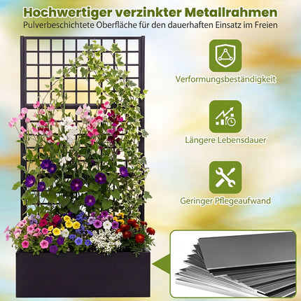 Metal Raised Garden Bed with Trellis – Black