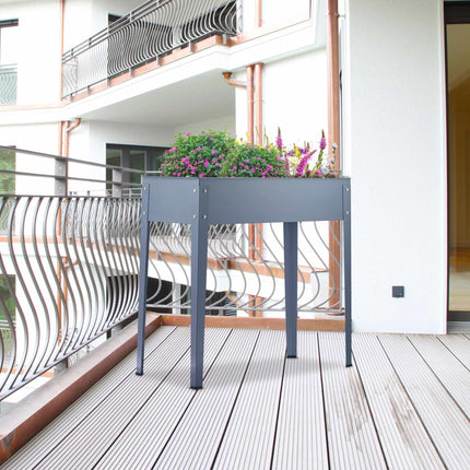 Metal Raised Planter Box in Grey