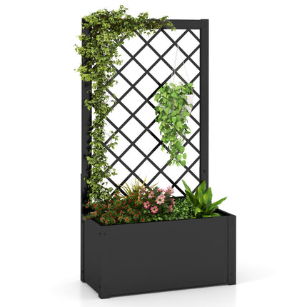 Metal Raised Planter Box with Trellis for Climbing Plants